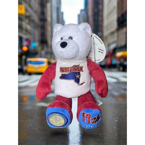2001 Limited Treasures New York State Quarter Coin Bean Bear Plush - Picture 1 of 5